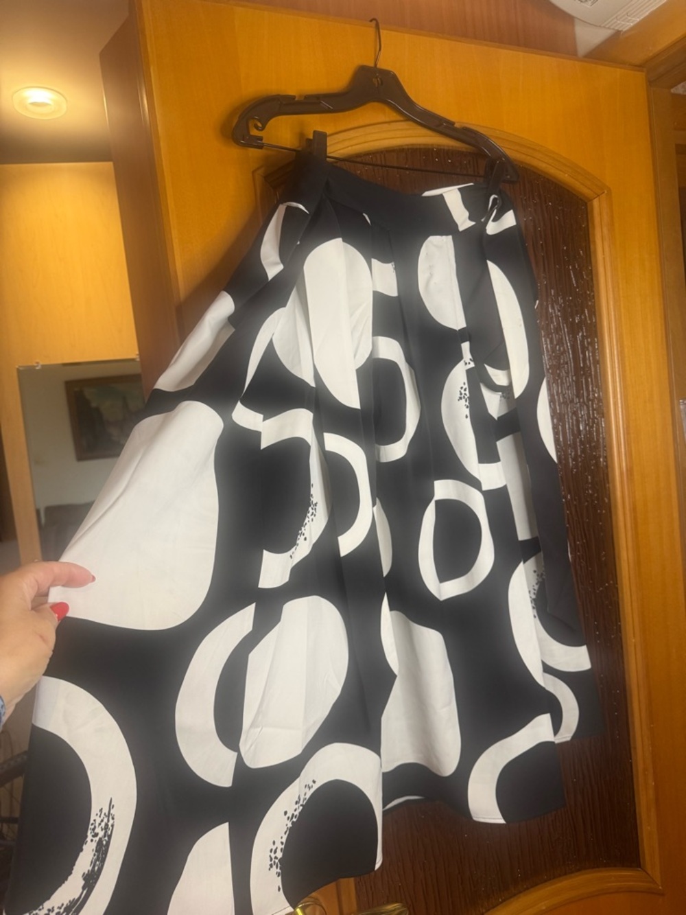 Garcia Monochrome Abstract Wrap Skirt with Tie Waist Sz L - Picture 12 of 13